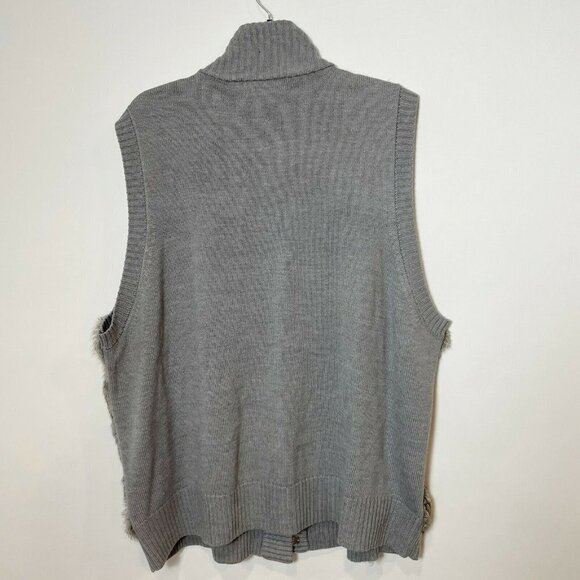 Michael Kors Womens Sleeveless Rabbit Fur Vest Jacket Gray Size 3X Ribbed Knit - Picture 2 of 8